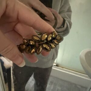 Gold Leaf Crystal Stretch Bracelet - Women's Jewelry